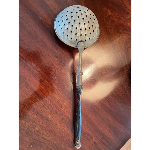 Antique Long Handle Ladle Strainer Slotted Spoon Skimmer 15.5" - Picture 4 of 6
